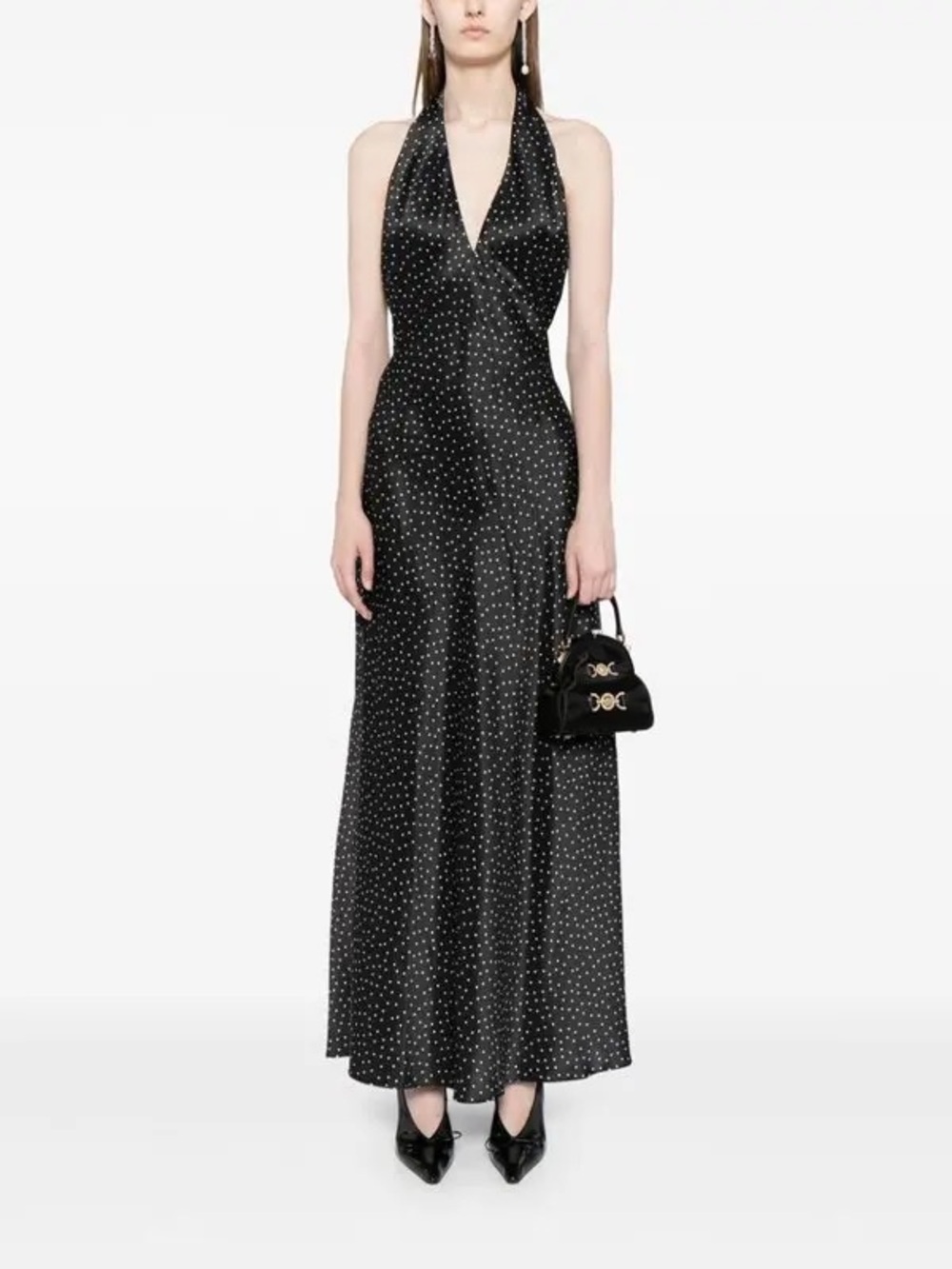 Reformation Daniela Silk Polka Dot Halter Maxi Dress